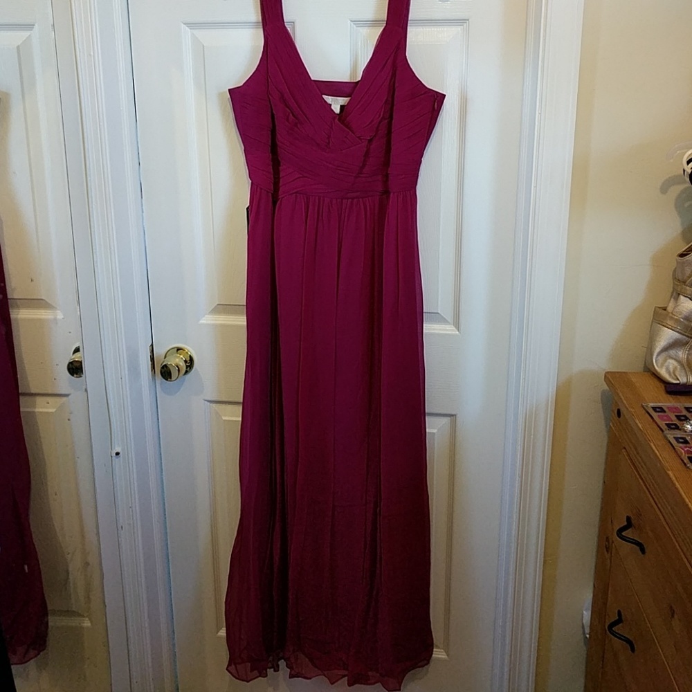 Fuschia dress.